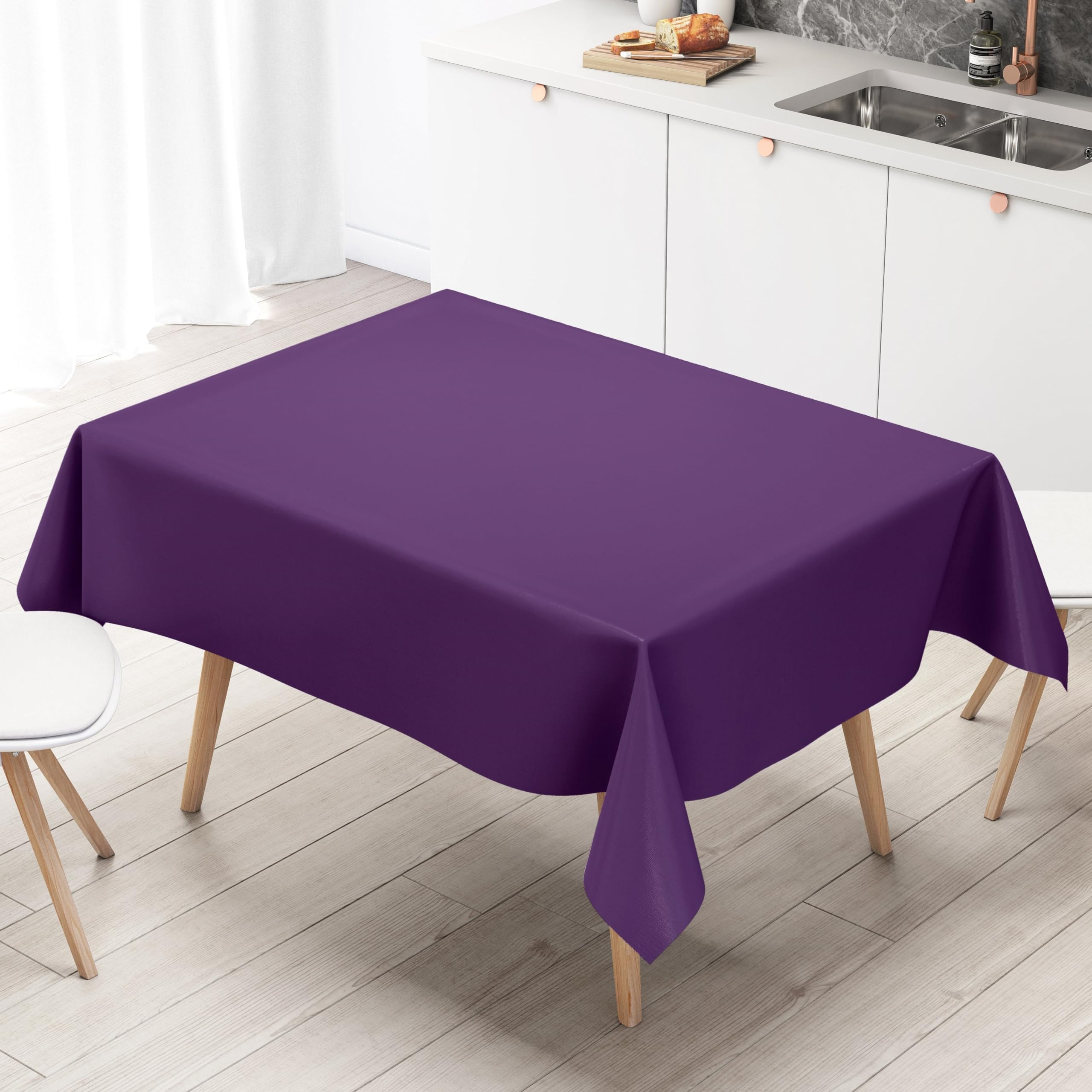 KEVKUS Nappe En Toile Cirée Unie 375 Vert Clair Uni Au Choix En Rectangulaire, Ronde Ou Ovale U2013 Taille Ovale 140 X 180 Cm Avec Bande Passepoilée