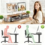 Wood Monitor Stand with Drawer & 2 Pen Holders | 2-Tier Desktop Monitor Riser & Desk Organizer for Computer, Laptop | Desktop Stand for Home Office Accessories (Brown)