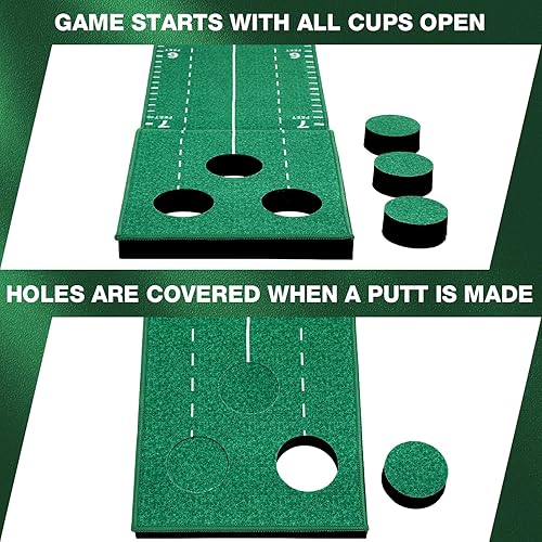 Miniatura 4 de Wekin Juego de putting green para interiores, juego de golf con putter de metal y pelotas de golf, tapete de entrenamiento para patio trasero,