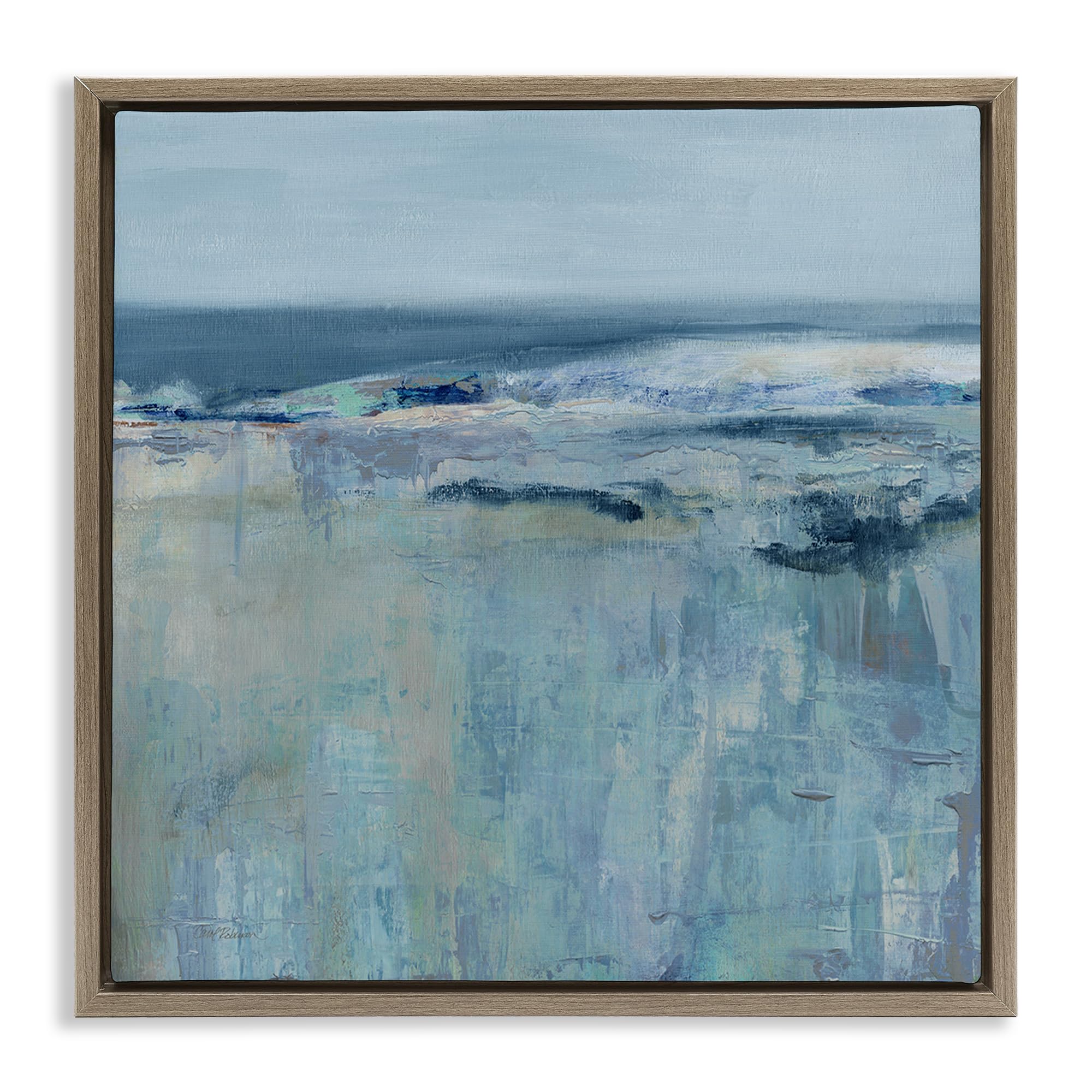 Stupell Industries Montalcino Elm (Textured) 'Serene Abstract Pastel Seascape'| Floating Frame Canvas Art