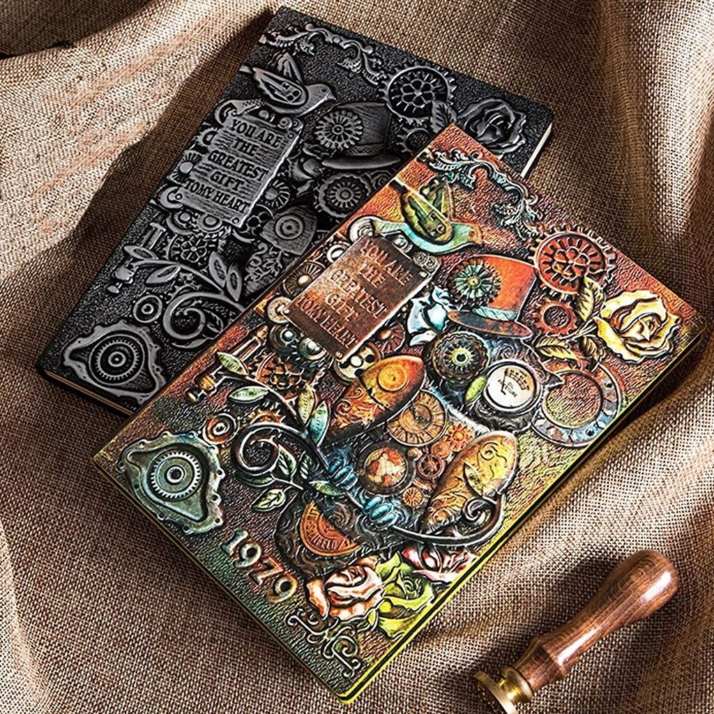 Cuaderno de Cuaderno A5 para Estudiantes universitarios, Diario 146 * 212 mm 5.7 * 8.3 En el Bloc de Relieve Tridimensional, Retro Cuentas de Cuentas Regalo Diario Diario Diario