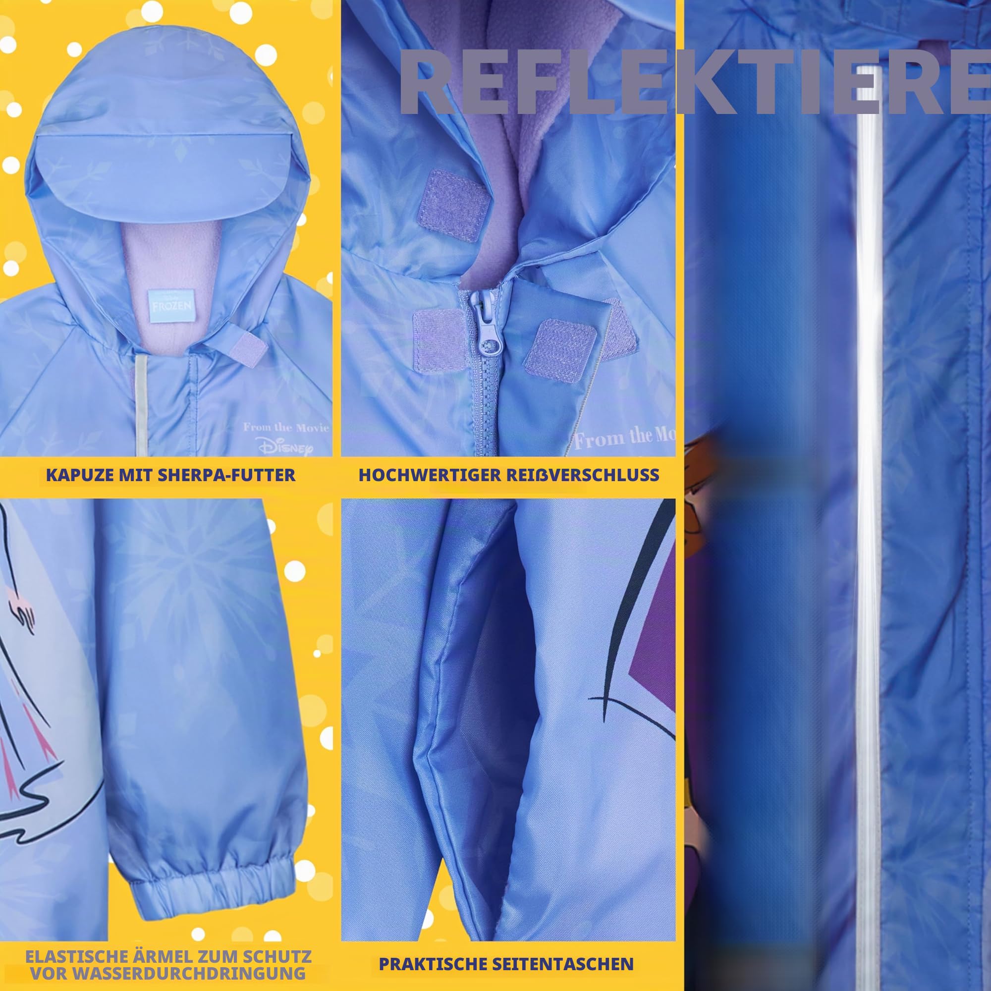 Get Trend Disney Regenanzug Kinder Matschanzug Baby, Gefüttert, Wasserabweisend, Einteiler Regenjacke mit Kapuze für Mädchen