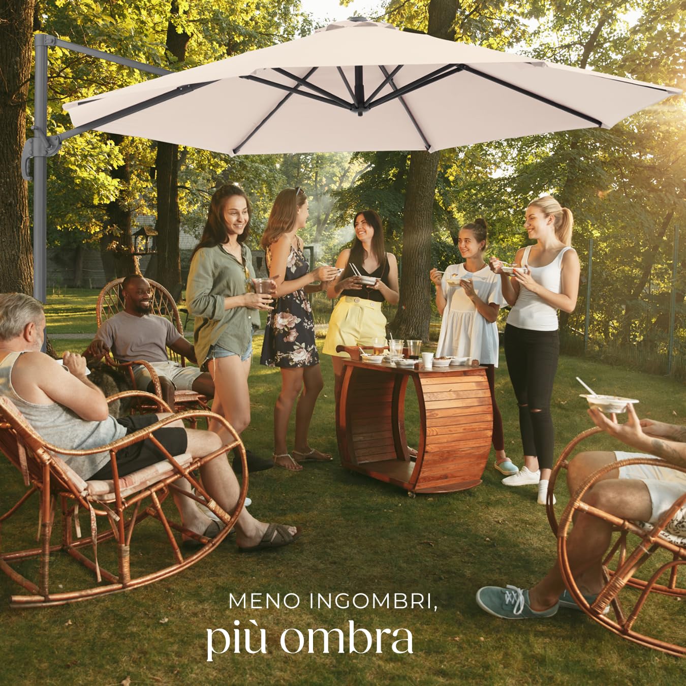 tectake® Ombrellone da Giardino con Palo Laterale in Alluminio, Ombrellone da Esterno Girevole, 6 Gradi di Inclinazione, Resistente ai Raggi UV, Idrorepellente, Ø 300 cm
