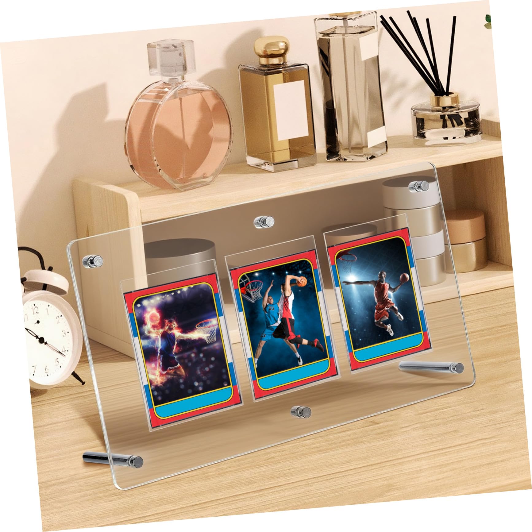 Présentoir Acrylique pour Cartes à Collectionner, Porte-Cartes Rigide Facile à Ouvrir, Cadre Pratique pour Affichage de Cartes de Jeu sur Bureau