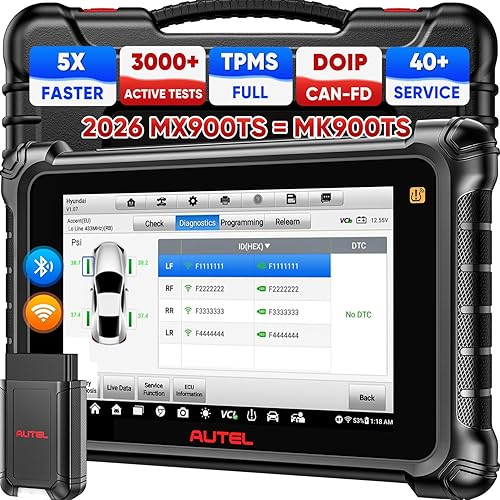 Autel Scanner MaxiCheck MX900TS, 2026 8in MX900-TS Bidirectional Diagnostic Tool, US Ver of MK900TS MK808S-TS Up MK900 MX900, PRO TPMS Programming/Relearn, CAN FD & DOIP, 40+ Service, OS 11, FCA SGW