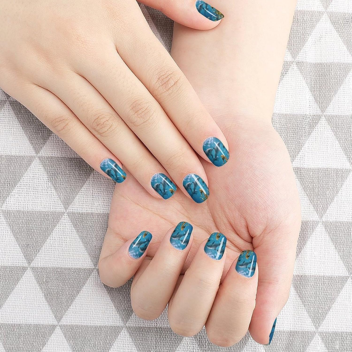Dolphins Fishes Sea HorseSummer Nail Stickers Nail Strips | Nail Art Stickers of 10 sets with decorate fingernails,toenails,artificial nails Full Cover Easy On-Off Non-Damaging