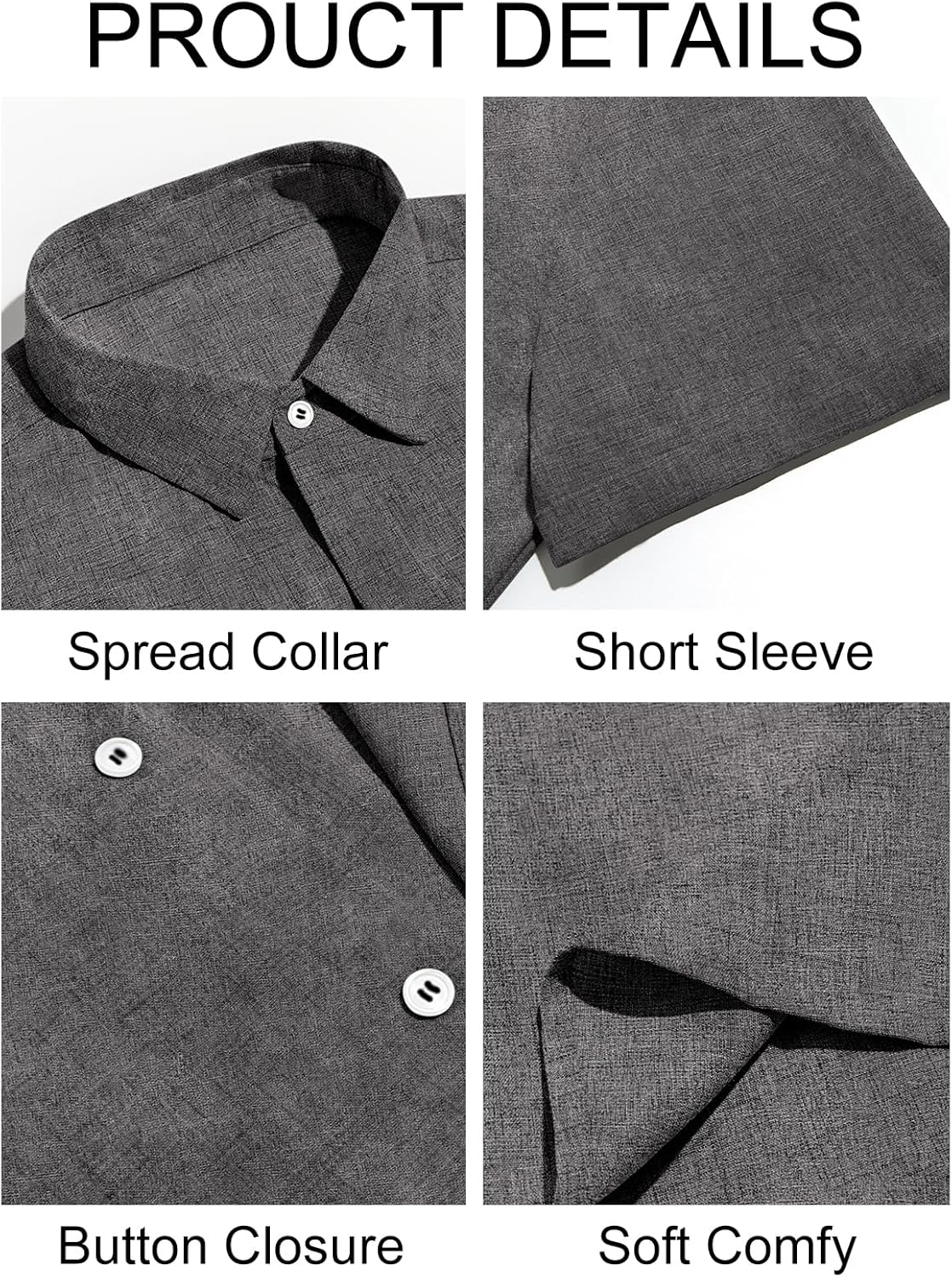 Runcati Mens Short Sleeve Linen Shirts Button Down Casual Texture Summer Beach Wedding Tops - Image 5