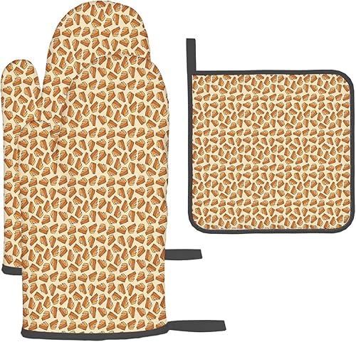 Miniatura 1 de Dessert Thick Oven Mitts and Pot Holders Sets3 PSPie Slices Walnuts DayOven Glove Heat Resistant 500 with Anti-Scald Material for