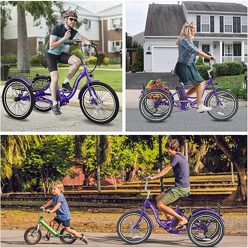 Miniatura 5 de ABORON Triciclos eléctricos de 24 pulgadas y 26 pulgadas, batería de litio de 36 V, 10 Ah y 350 W, certificado UL, E-Trike de 7 velocidades para