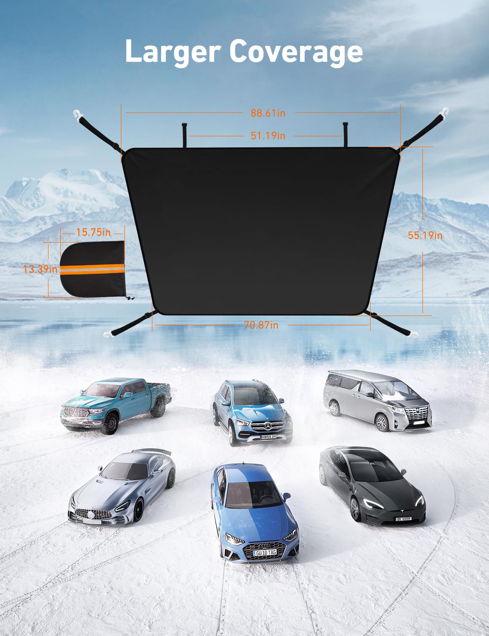 AstroAI Car Windshield Snow Cover Windshield Cover for ice and Snow Frost Windshield Cover for Ice 2 Removal — view 6