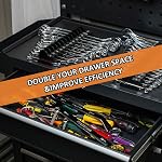52 pcs Modular Wrench Organizers for Tool Drawers - Wrench Rack with Metric&SAE Labels, Perfect Tool Storage Holder. Gift for Father and Boyfriend (Black)