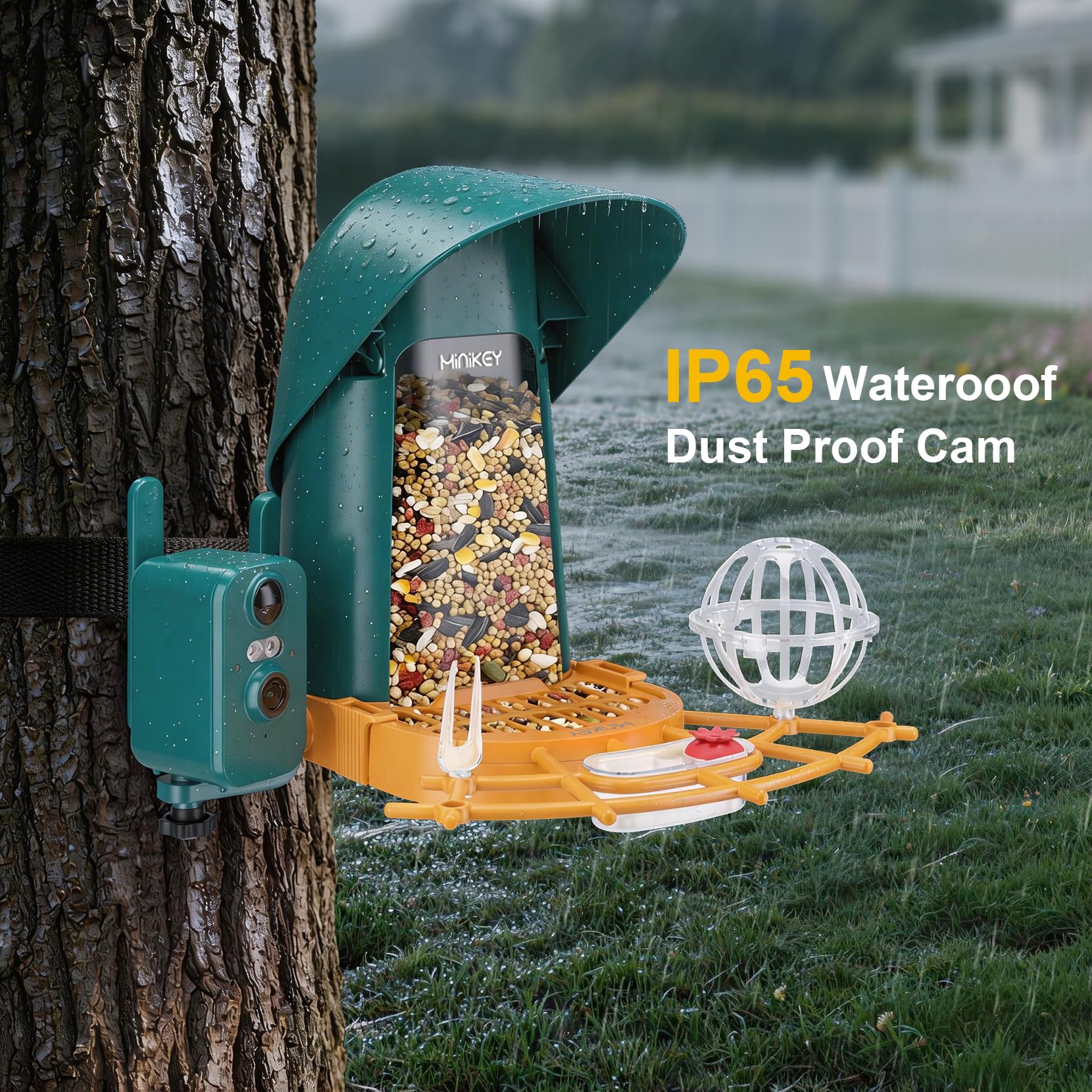 Smart Bird Feeder mit Kamera Outdoor Vogelhaus, 4MP Ultra HD & AI Identifizieren Sie 11000+ Arten, 2L große Kapazität, solarbetrieben mit App Ankunftswarnungen, ideale Vogelhausgeschenke für