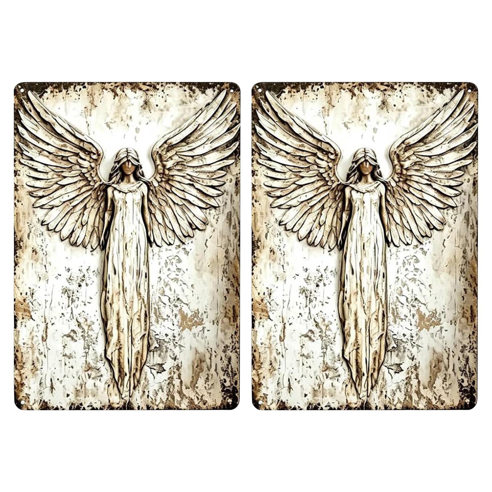 Guardian Angel Metal Wall Art, Vintage Angel Wings Metal Plaque Sign, Rustic Metal Tin Signs, Guardian Angels Wall Decor, Memorial Christian Decor for Home Bedroom Office Gift