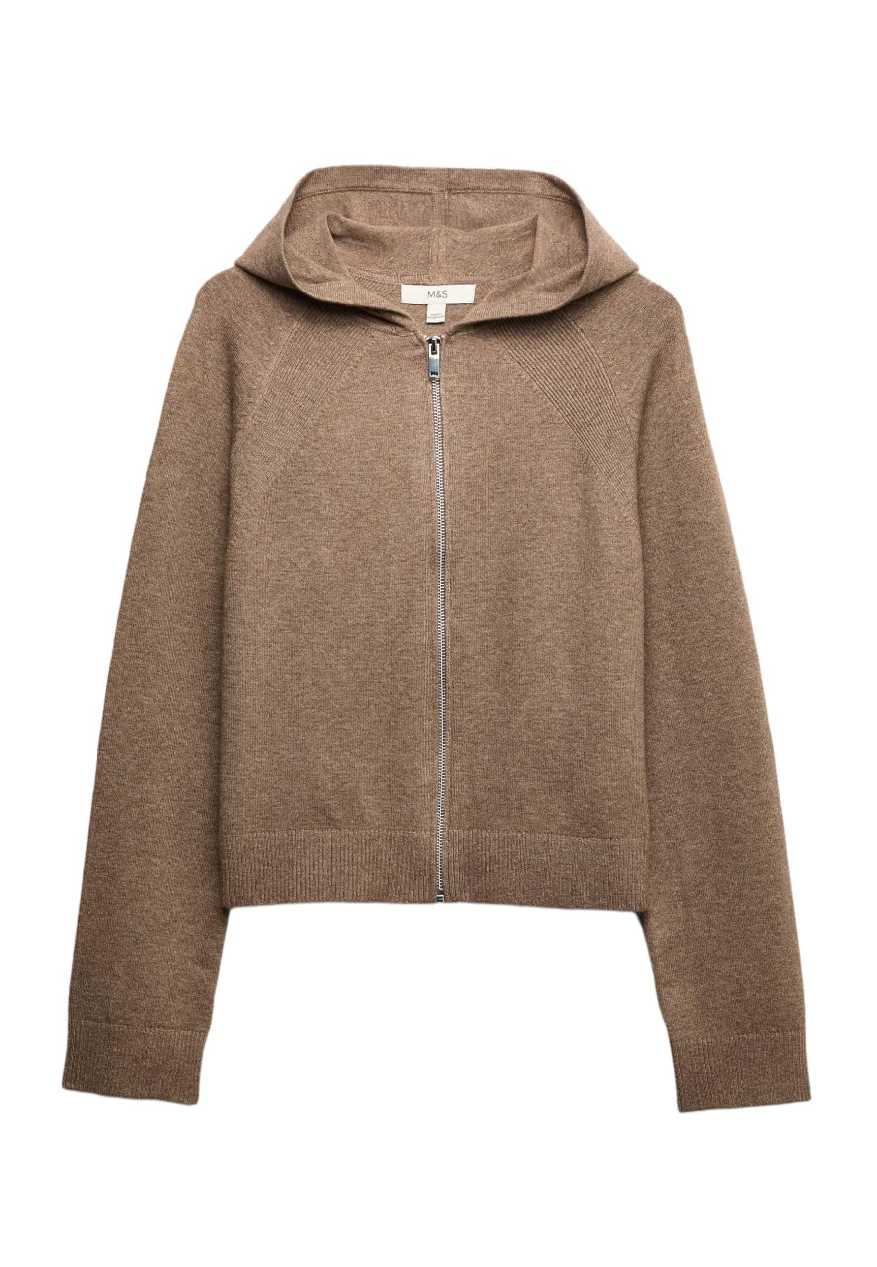 Marks & Spencer Uomo a Maglia con Zip Corto Felpa con Cappuccio – vestibilità Regolare – con Stretch