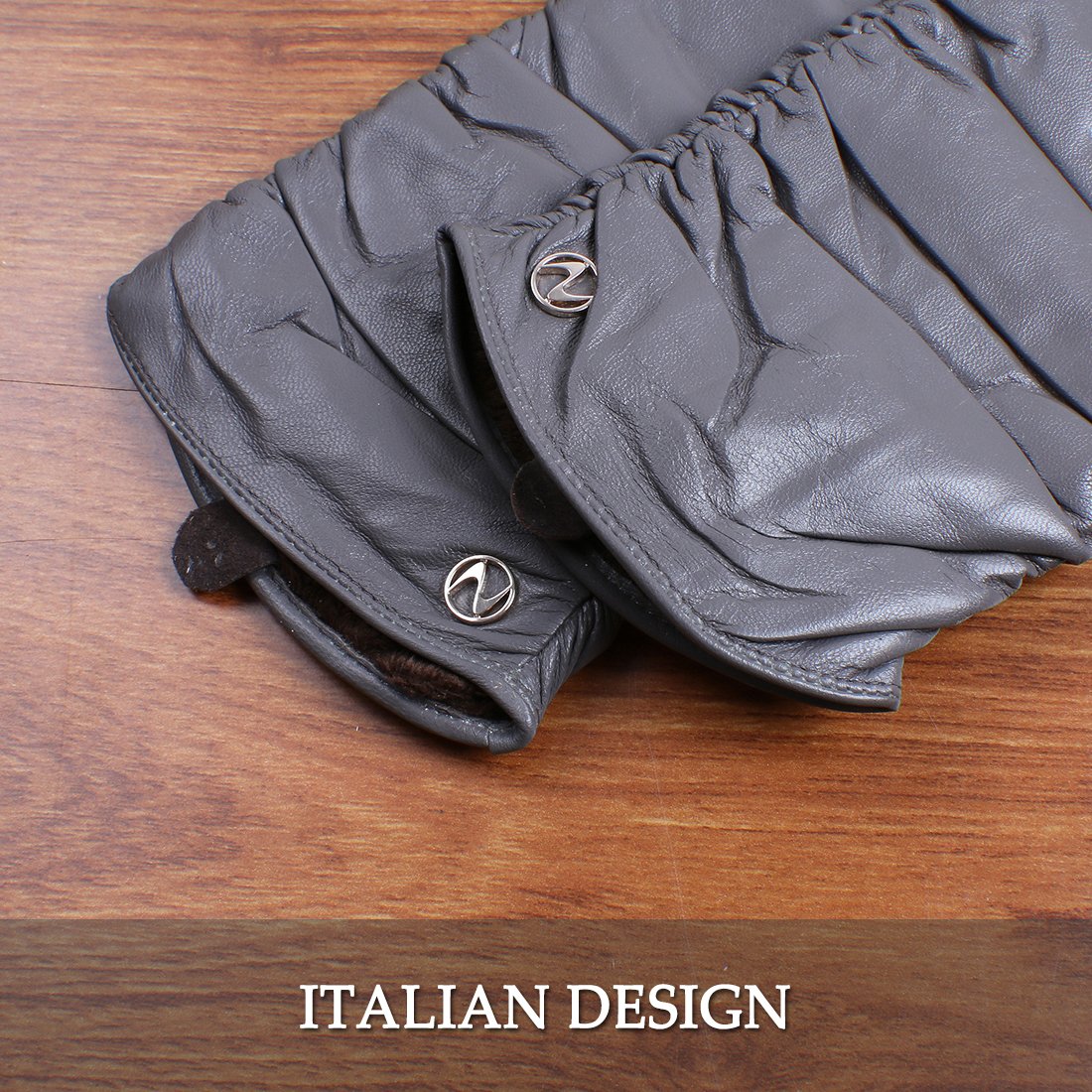 women's l'hiver des gants en cuir véritable nappa ruched à écran tactile coude partie mitaines en cuir