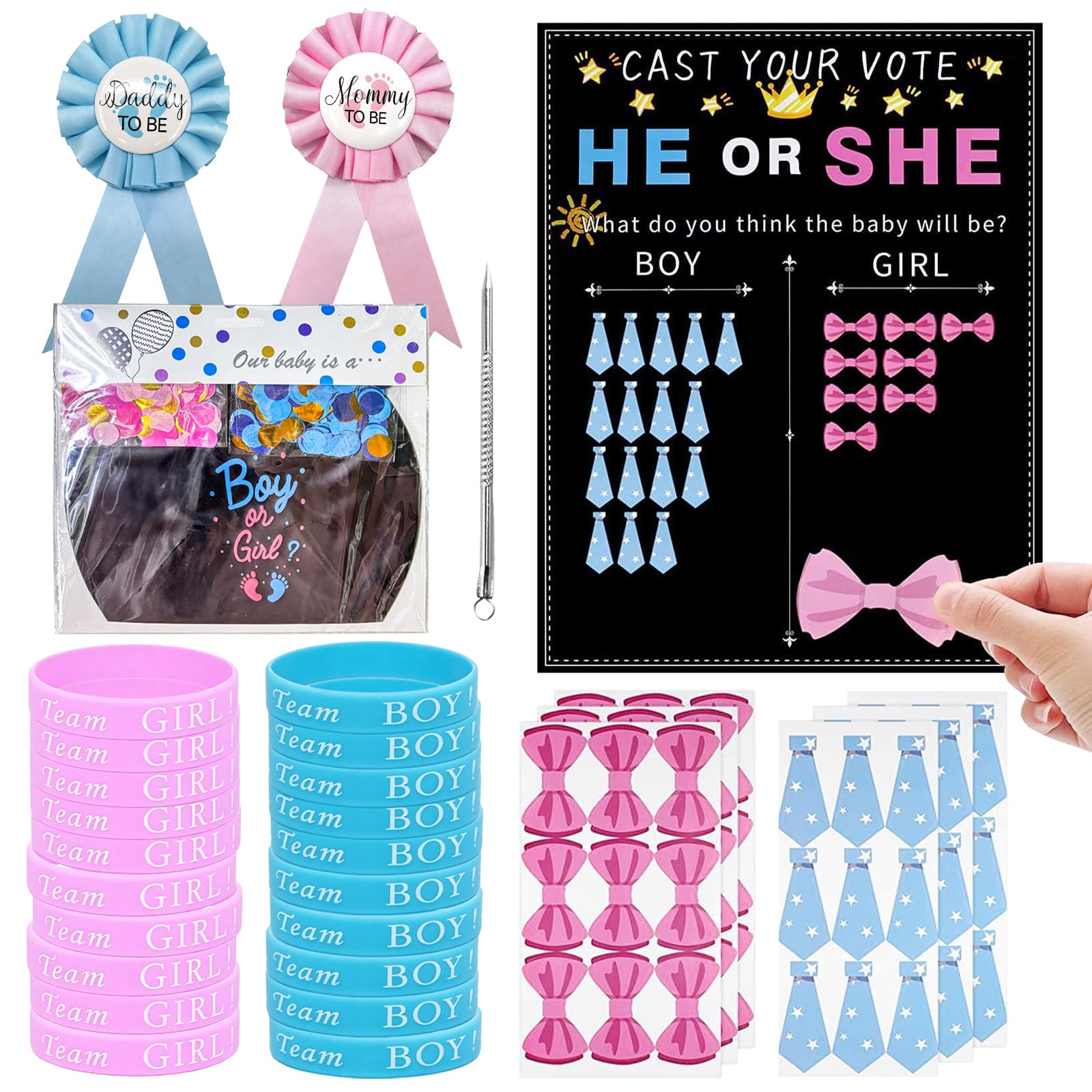 79 Pcs Gender Reveal Voting Game Set