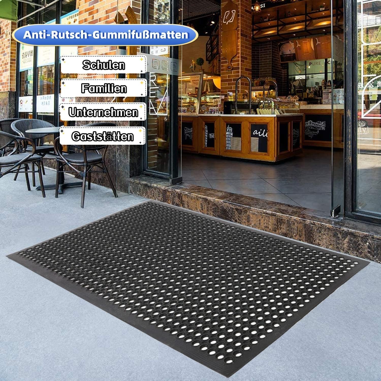 Ringgummimatte 150 x 90 x 0.3cm Gummimatte, rutschfest Wabenmatten, Arbeitsplatzmatte, Küche Drainage Matte, Gummi-Bodenmatte, Gelochte Fussmatte, für Heim, Eingangsbereich, Geschäftsräume