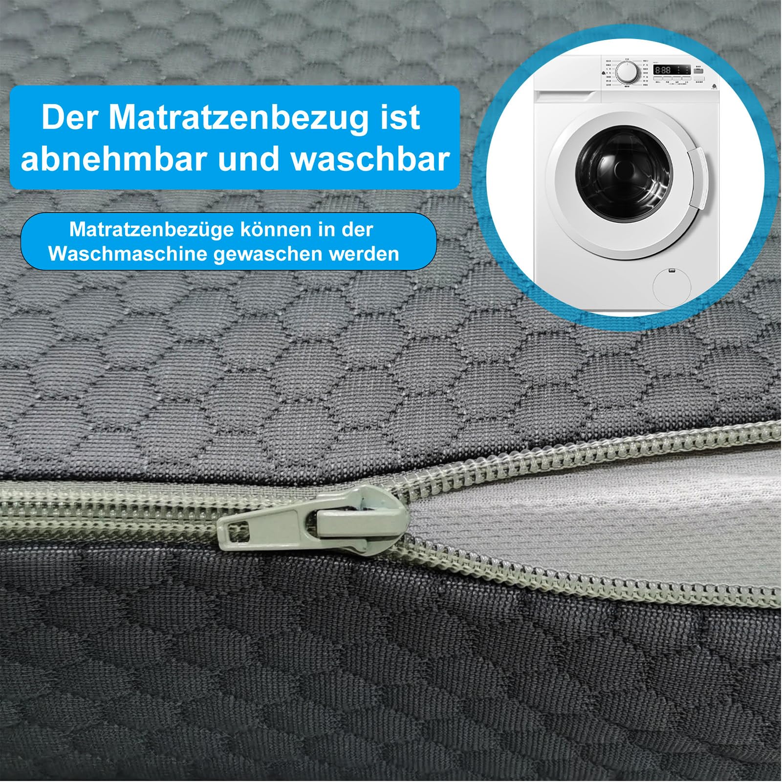 Dicke warme atmungsaktive Faltbare Fahrzeugmatratze kompatibel mit VW T32 T4 T5 T6 T6.1 T7 Multivan California Beach Caravelle und Transporter 186 * 148 * 8cm Wohnmobil Camper zubehör