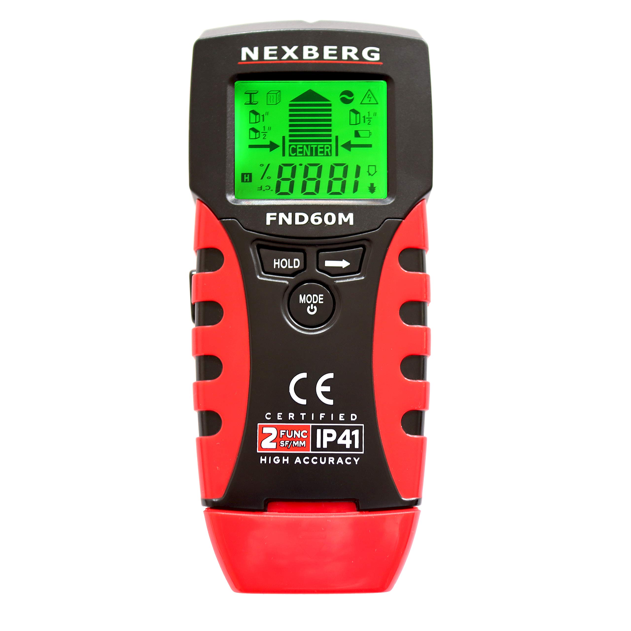 NEXBERG 5 in 1 Stud Finder Moisture Meter Detector Wall Scanner and Metal Detector - Easily Locate Wall Studs, Metals, Pipes and Live AC Wires - Integrated Temperature Sensor for Building Materials