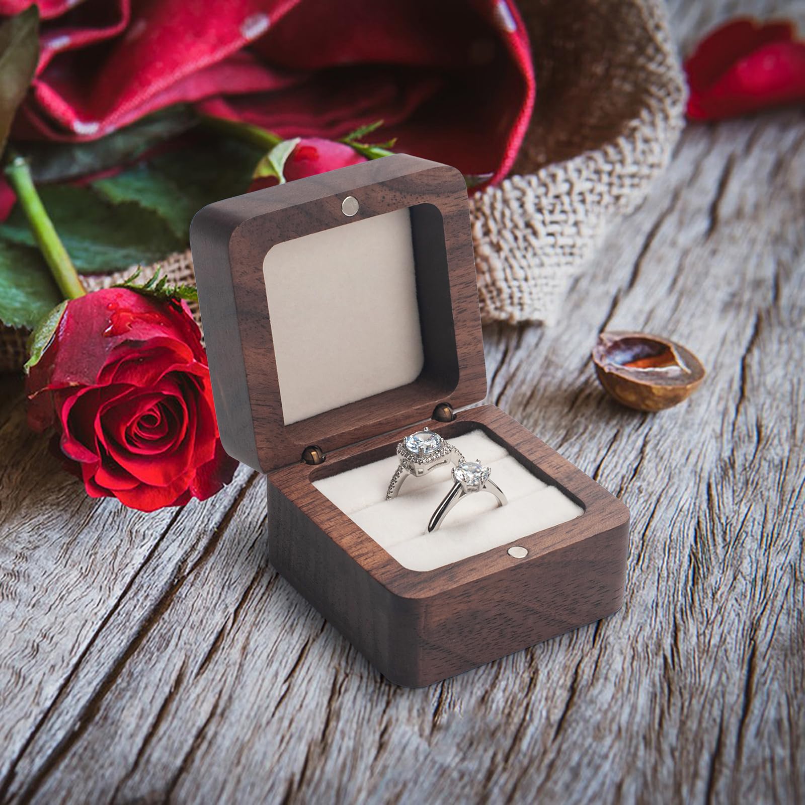 Ring Bearer ERDOGLY Wooden Ring Box For Wedding Day, Mini