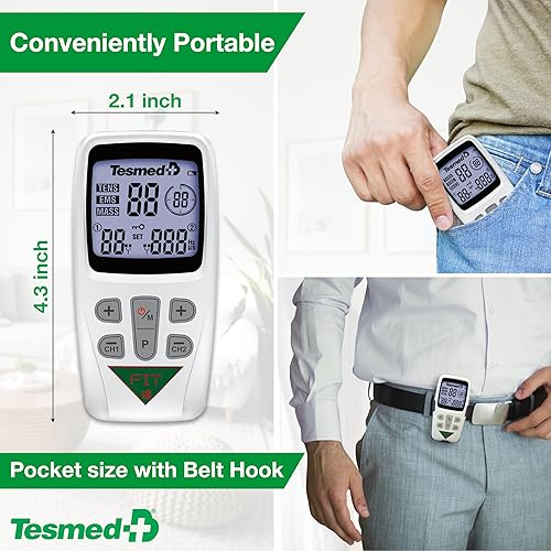 Miniatura 3 de TESMED Fit 5.8 Estimulador muscular para EMS, TENS, Masaje (3 funciones en 1), 22 programas, 6 de los cuales son personalizables, ideal para aliviar