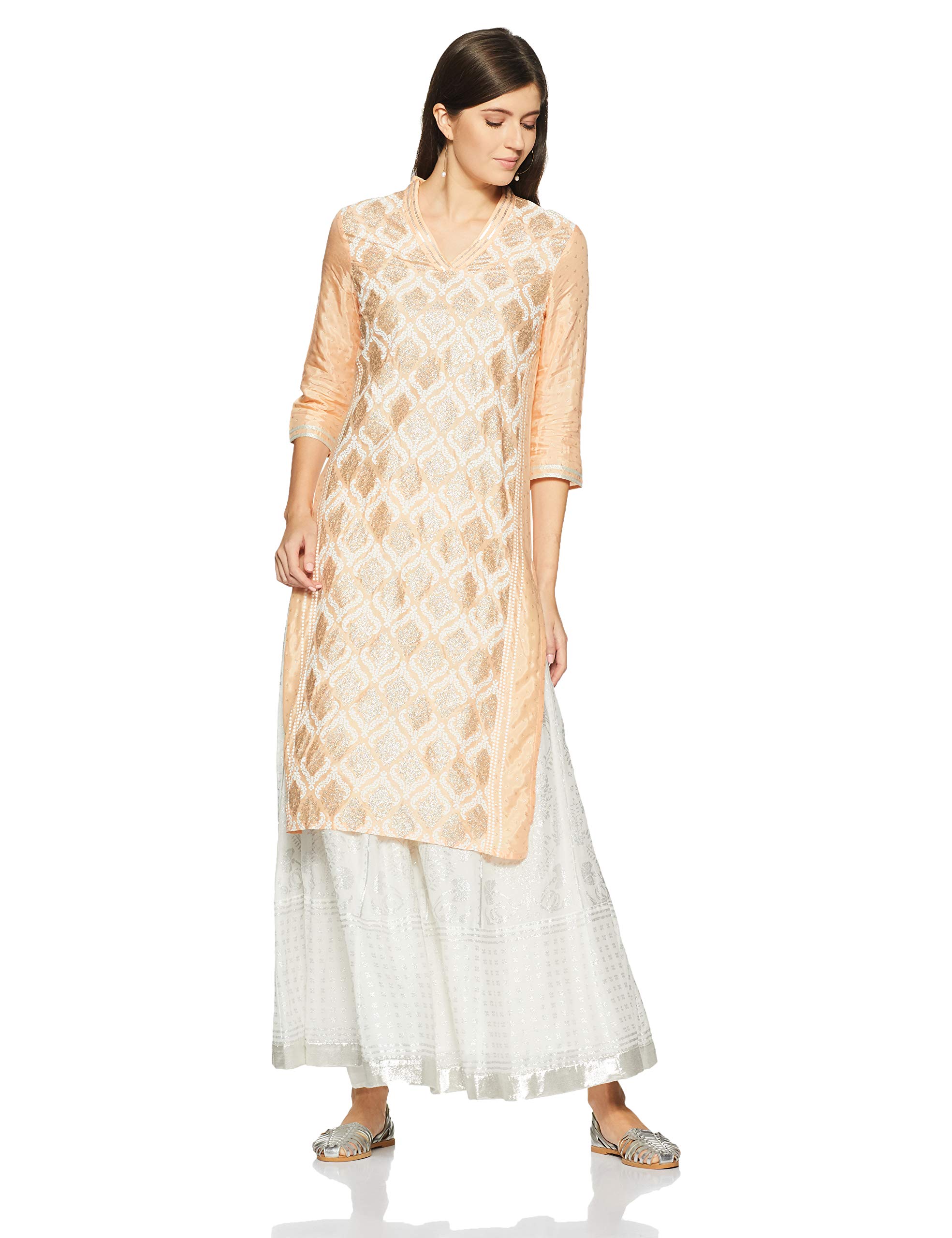 W for Woman Women's Synthetic Straight Kurta