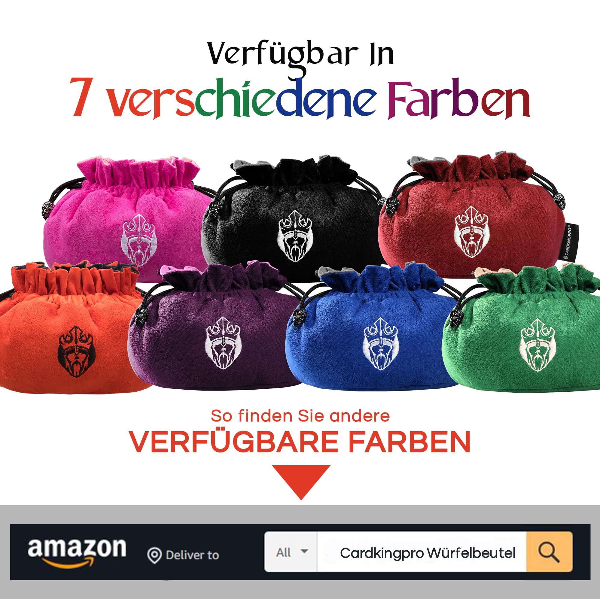 CardKingPro Immense Würfelbeutel mit Taschen – Schwarz – Kapazität 150+ Würfel – Großartiger Organizer für Würfelsammler, Perfekt für Dungeons and Dragons [Patentiertes Design]