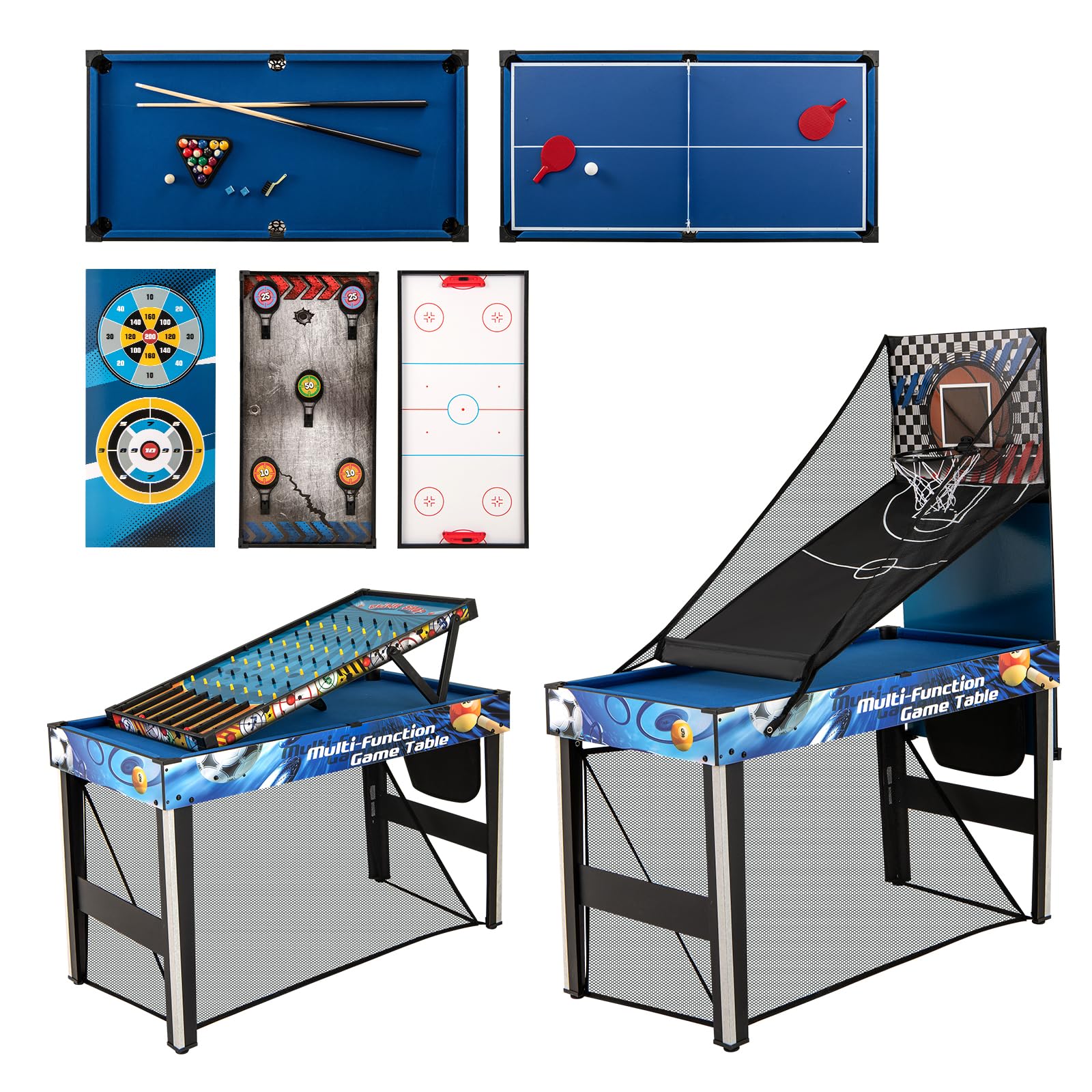 GYMAX Multi Game Table, 10 in 1 Combo Game Table Includes Table Tennis, Basketball, Soccer, Hockey, Archery, Shooting, Darts & Pinball for Home, Game Room, Friends & Family with Complete Accessories
