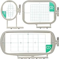 New brothread 3-in-1 Embroidery Hoop Set SA431+SA432+SA434 for Brother SE700 PE545 SE600 & BabyLock Sofia2 Verve - Precise Alignment Grids