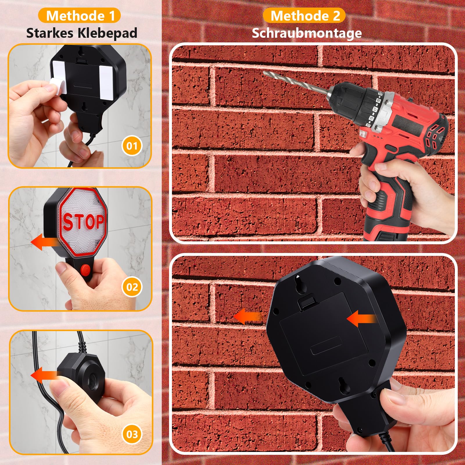 Sensore di parcheggio a ultrasuoni, aiuto parcheggio, garage, misurazione precisa della distanza, segnale di avvertimento a LED, indicatore acustico, regolazione automatica della distanza