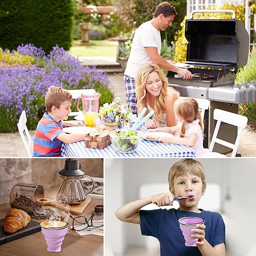Miniatura 14 de Taza plegable de silicona plegable – Taza plegable expandible – Tazas portátiles reutilizables para viajes, camping, senderismo, supervivencia