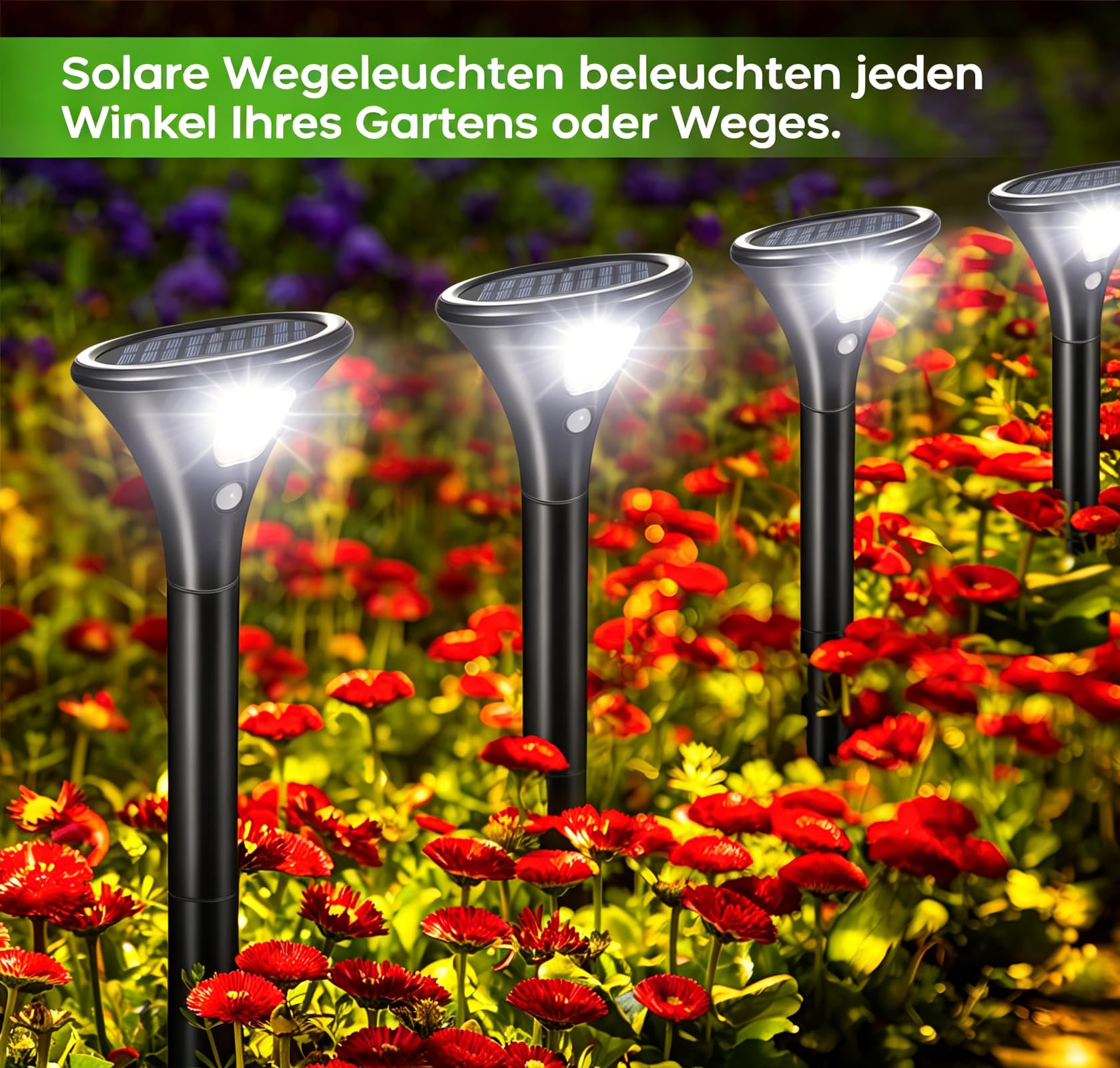 Garvee Solar Erdbodenleuchte, IP65, Intelligente Erkennung Garten 4pcs | Wetterfest, kabellos & einstellbar – ideal für Gartenwege, Einfahrten und Terrassen. Hausbesitzer und Gartenliebhaber
