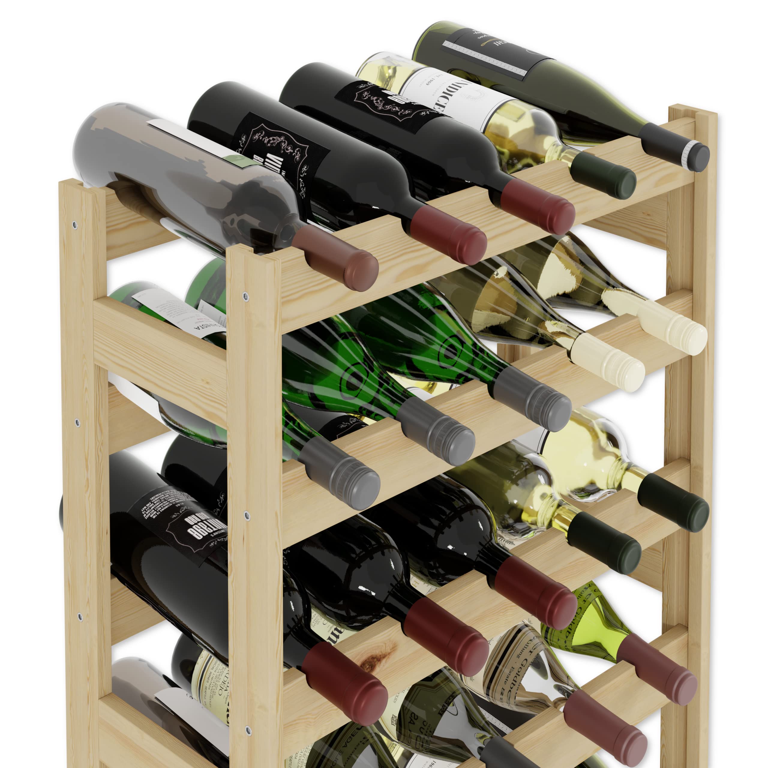 Lenmar Serie RW RW-1-30 - Portabottiglie in legno per bottiglie di vino naturale, 86 x 53 x 25, 6 lettini, per 30 bottiglie, vino, portabottiglie, cantina, mensole