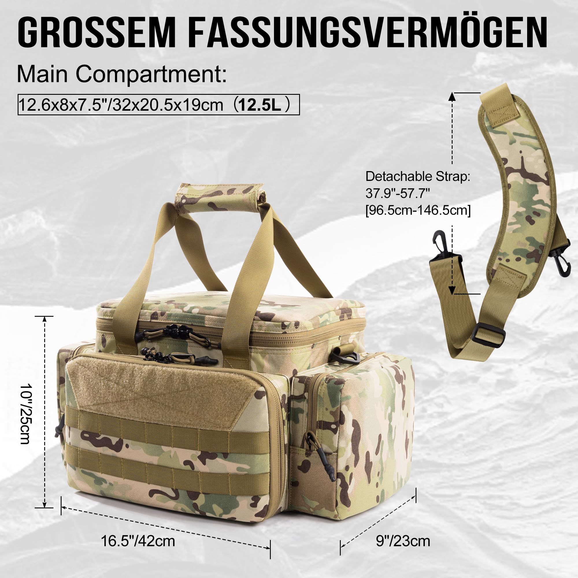 OneTigris Range Bag, Einsatztasche Polizei Tasche Taktisch Waffentasche für Jagd Schießstand Angeln Wandern Outdoor