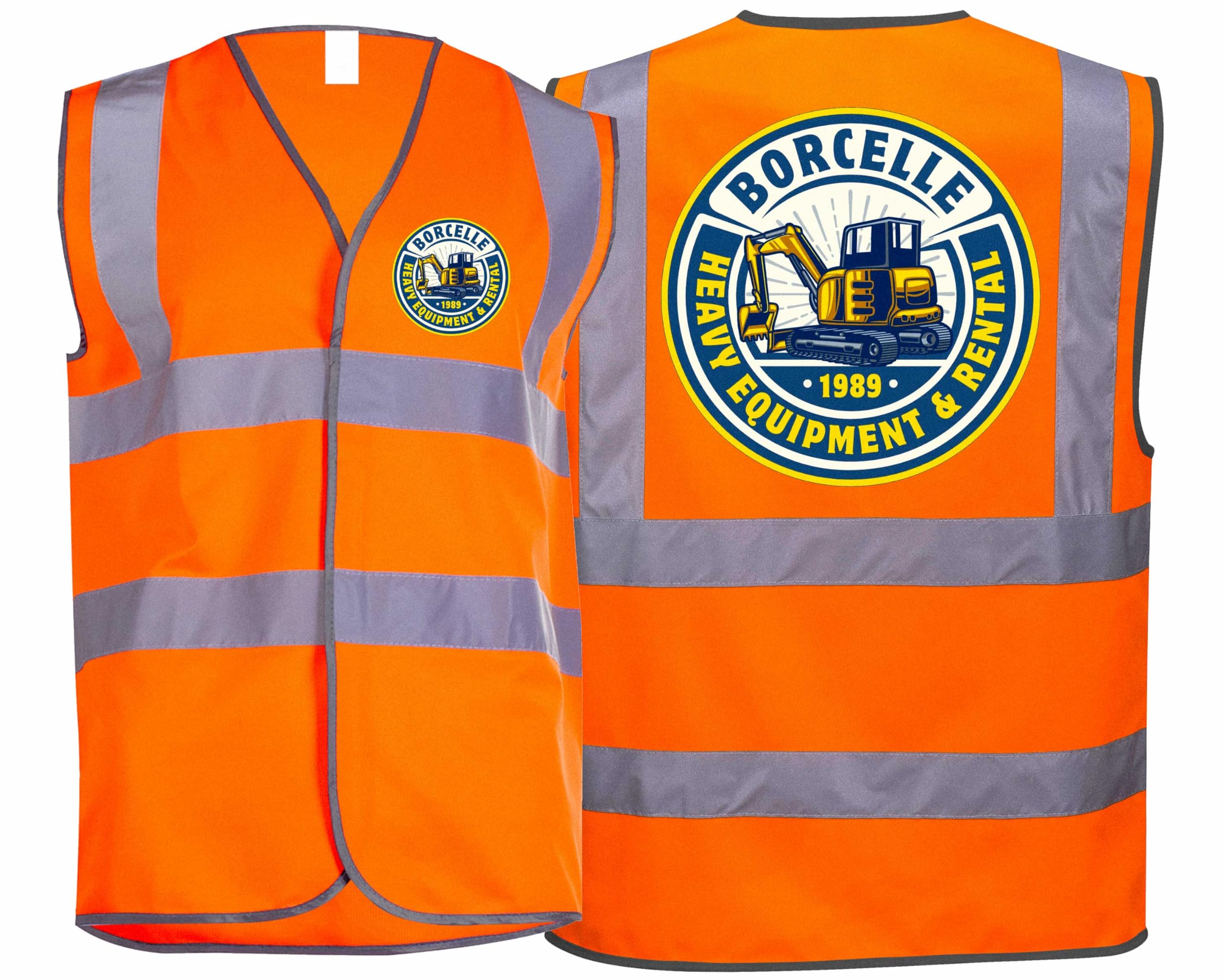 Custom Logo Hi-vis Vest - S - Orange - Front & Back - High Visibility Safety Jacket - Personalised Photo Reflective Vest - Safety Vest with Custom Front and Back โ image 1