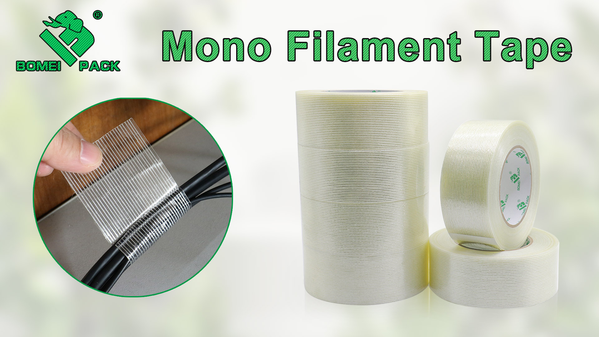 Image of BOMEI PACK 6PACK Reinforced Packing Tape, 5.5Mil 2Inx 60Yds, Heavy Duty Fiber Strapping Adhesive Packaging Tape