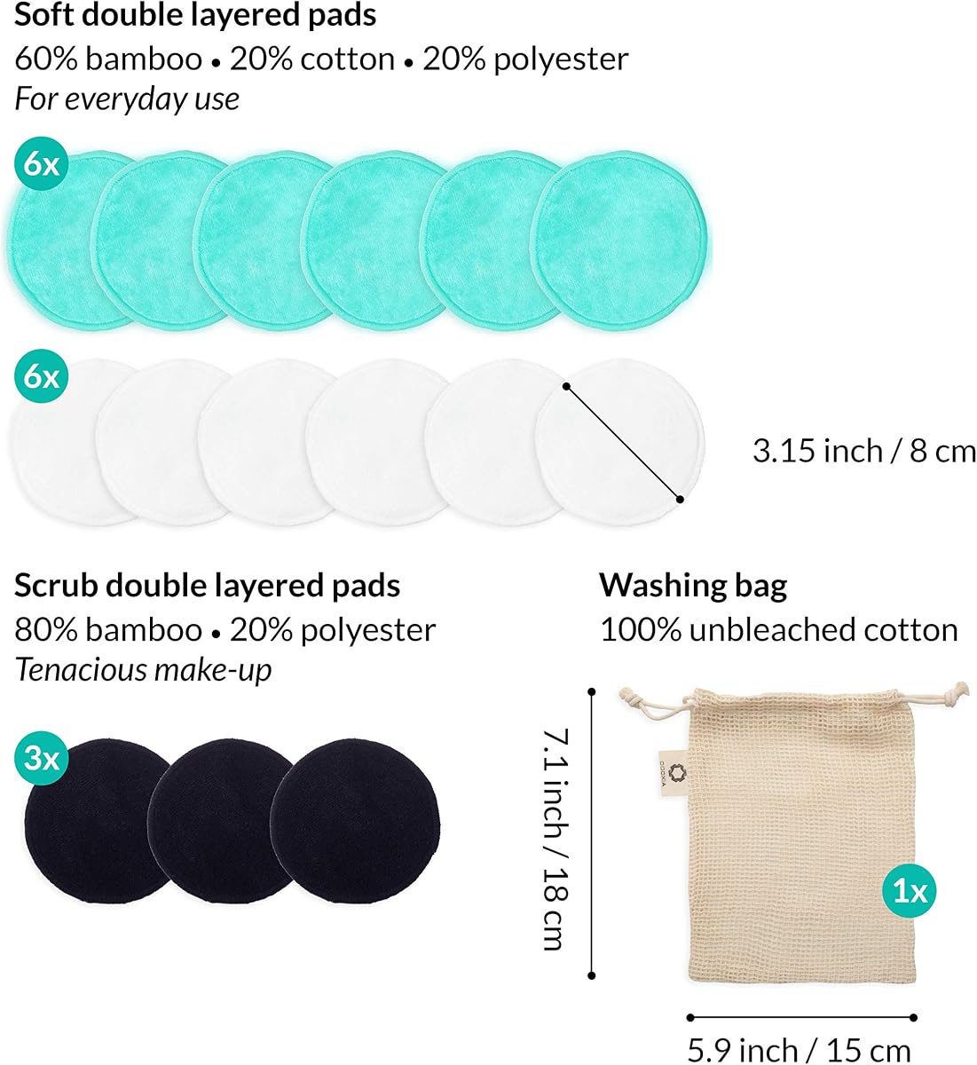 Bamboo & Organic Cotton Reusable Facial Rounds (Set of 10) view 4