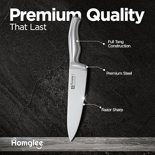 Miniatura 4 de Juego de cuchillos de cocina de 15 piezas con bloque de madera, cuchillos de acero inoxidable con asas ergonómicas, afilador integrado, para cocina