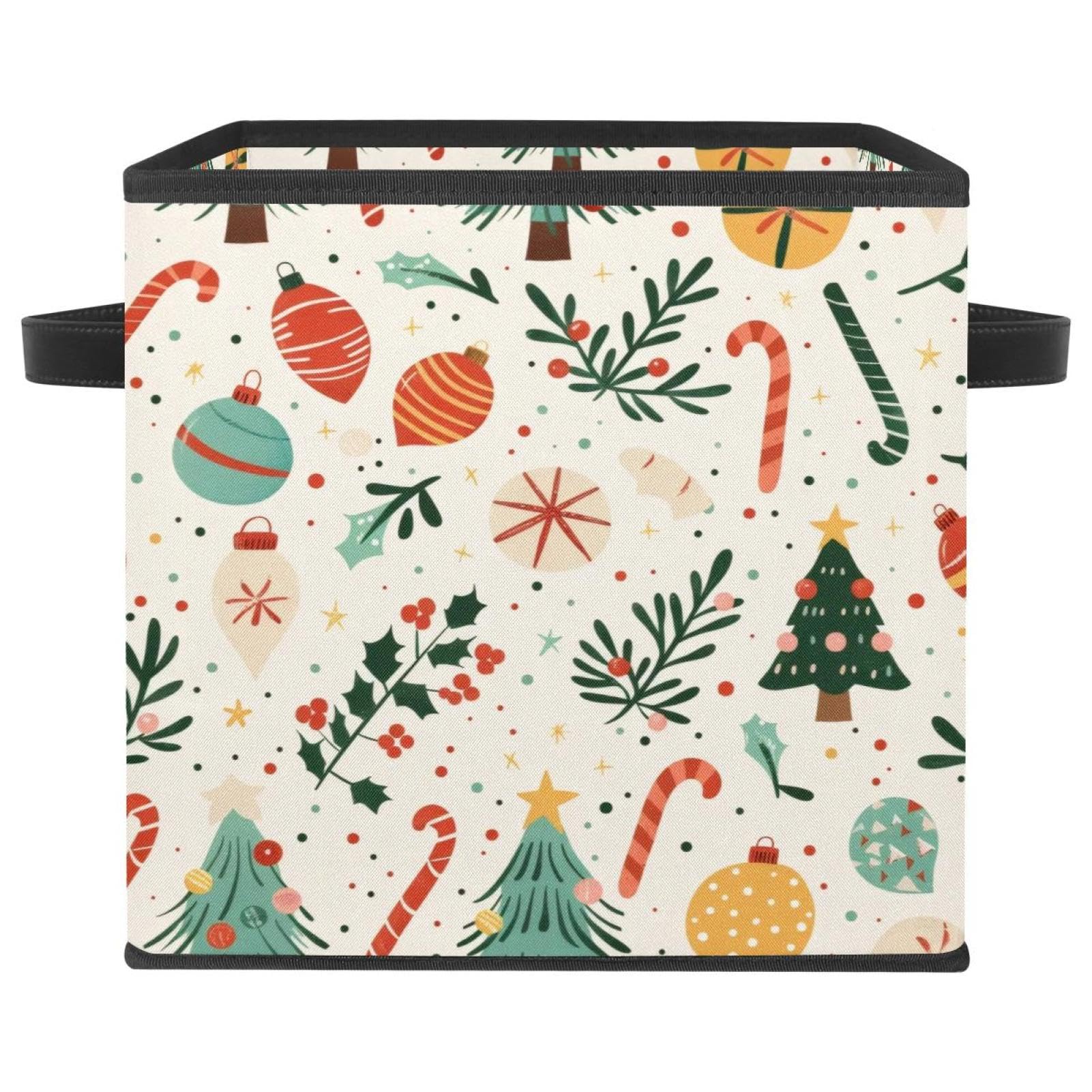 Boîte de rangement Noël cube pliable 28cm en tissu Oxford
