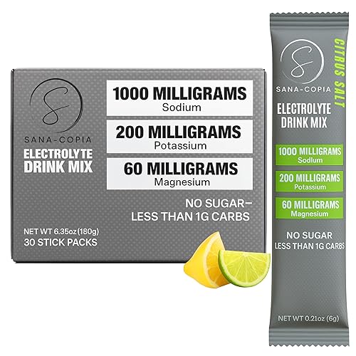 Electrolyte Drink Mix Hydration Packets: 1000mg Sodium, Potassium & Magnesium