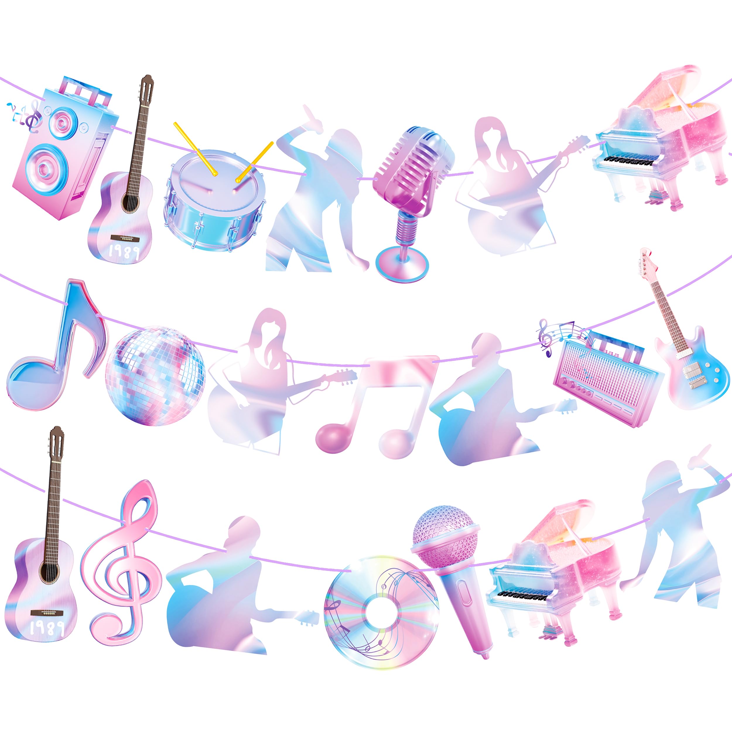 3pcs Singer Theme Banners Music Singer Birthday Party Decorations Popular Singer Party Banner Decorations for Girls Singer Theme Pop Music Party Baby Shower Supplies