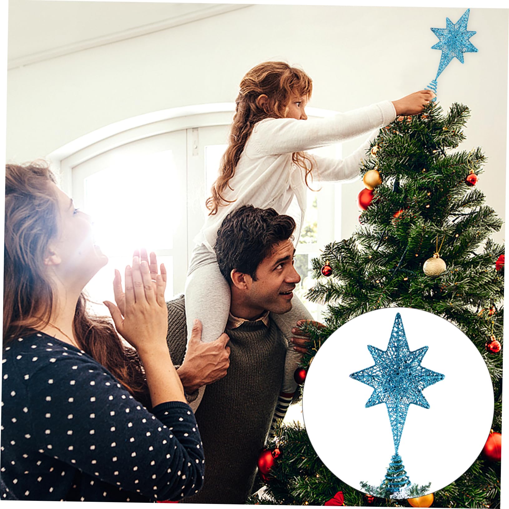 Zerodeko 3stücke Weihnachtsbaumspitze Glitzernde Blaue Tannenbaum-Stern-Dekoration Für Festliche Anlässe Für Tischbäume Und Festliche Deko Geschäften Und