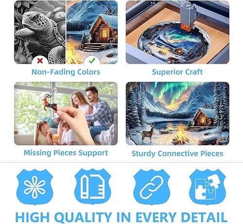 Miniatura 4 de Rompecabezas de madera para adultos, rompecabezas plano con efecto visual 3D, rompecabezas de madera Aurora World para adultos, rompecabezas de