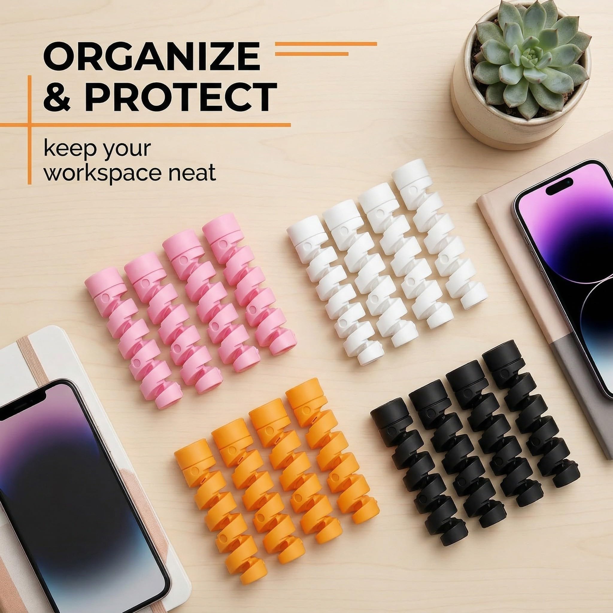 20 Pezzi Guaina per Cavi Elettricim Salvacavo per Caricabatterie Flessibile Silicone Micro USB Protector Tuta di Protezione per Cavo del Mouse per Tutte Le Linee Dati del Cellulare