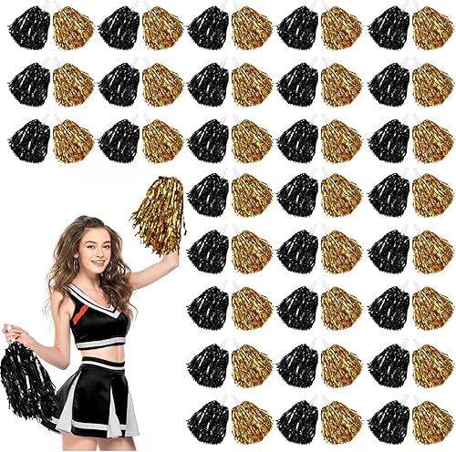 Miniatura 7 de 60 pompones de animadora divertidos, pompones de aluminio metálico, pompones de animadora con asas de plástico para animar al equipo, deportes,