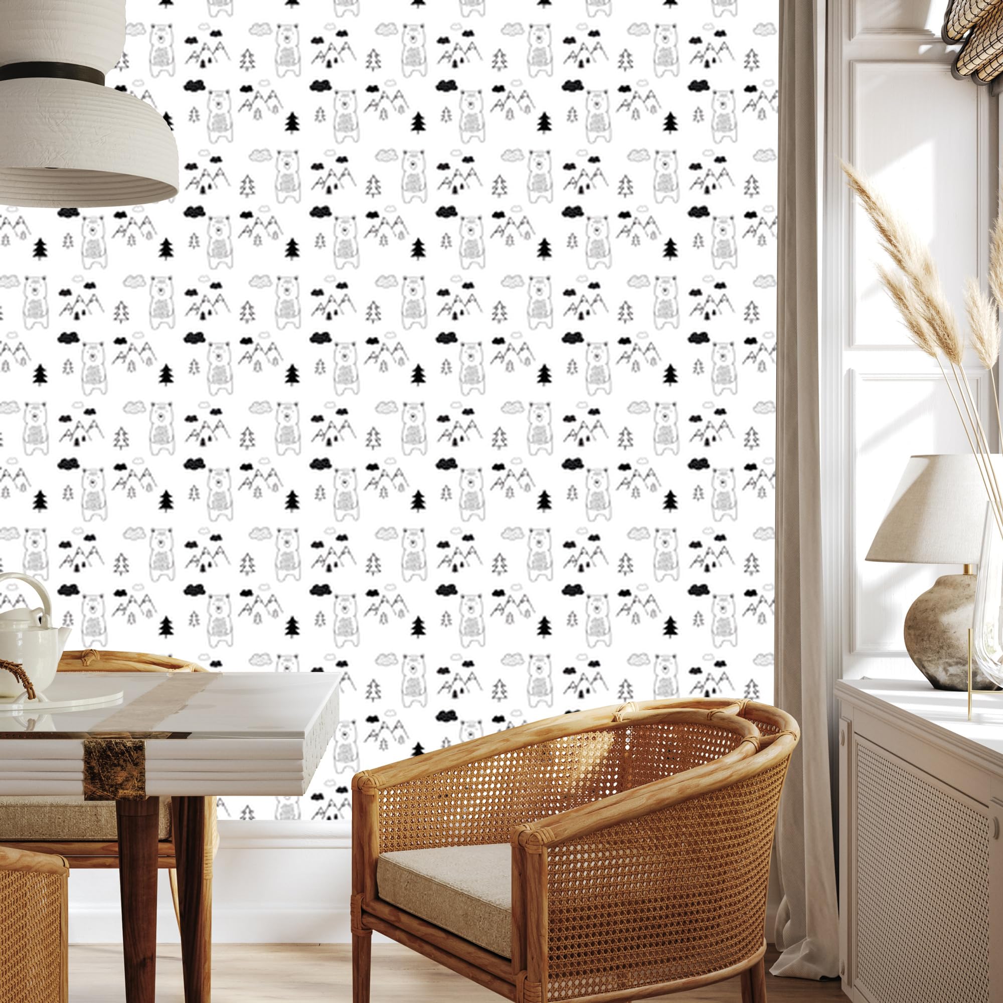 Decoración de Pared, Osos y montañas, 50 x 1000 cm