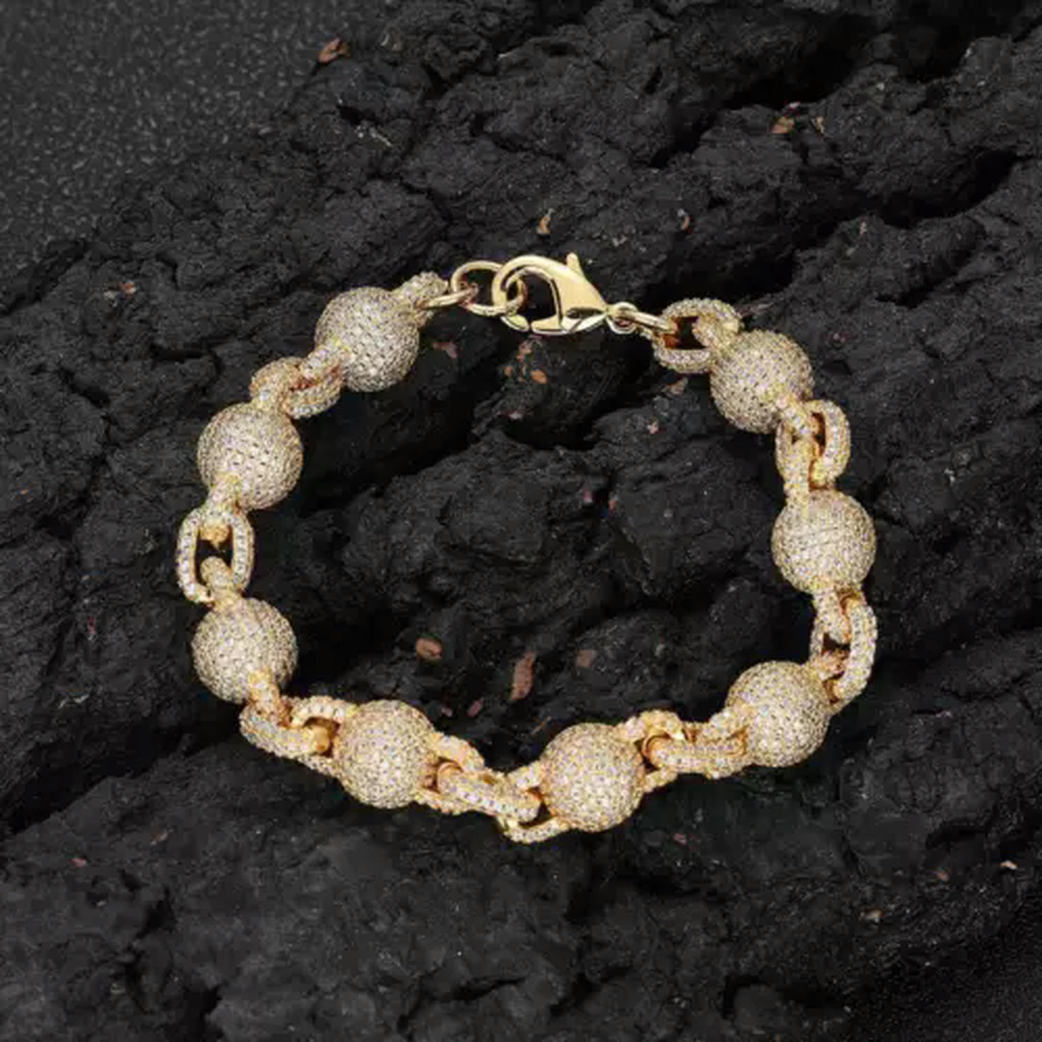 LLXYWJ Neue 10mm Hip Hop Perlen Kette Halskette Armbänder 5A Zirkon Herren