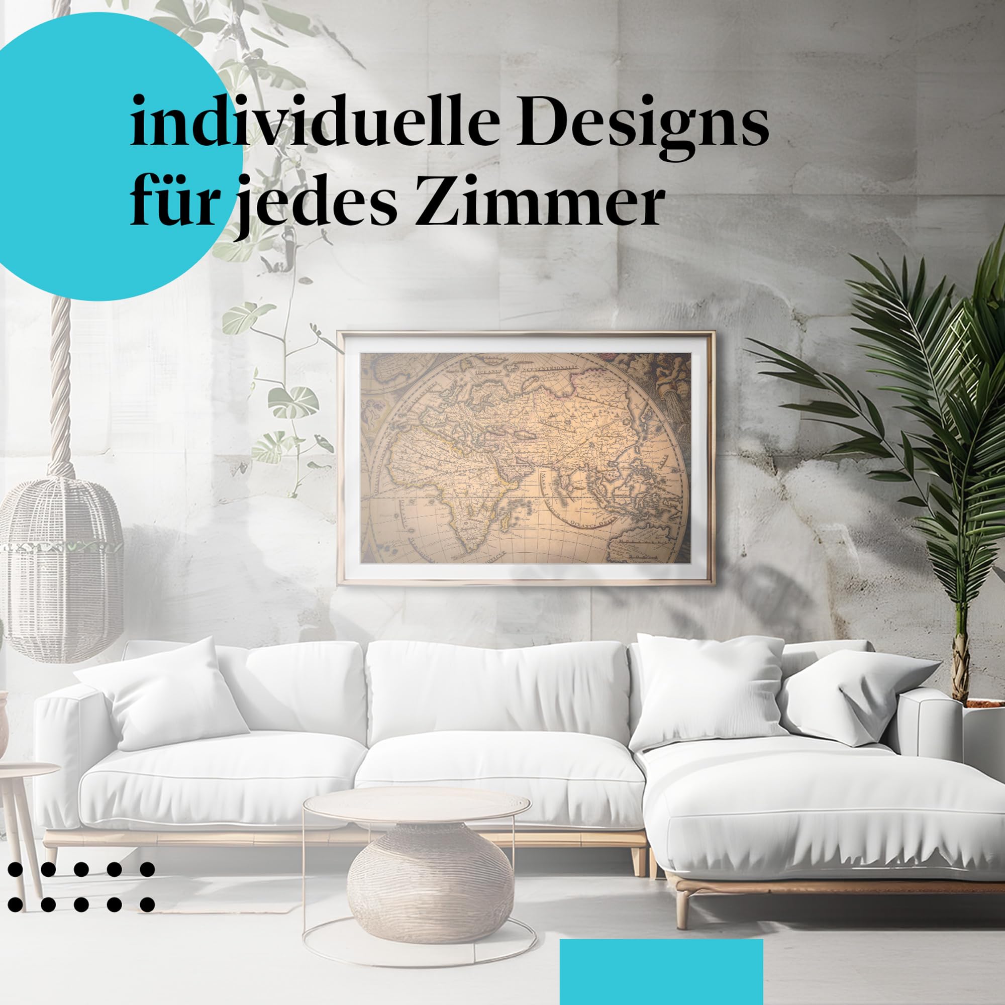 Postereck - 3336 - Landkarte, Rustikal Retro Alt Weltkarte Antik - Unterricht Klassenzimmer Schule Wandposter Fotoposter Bilder Wandbild Wandbilder - Leinwand - 100,0 cm x 75,0 cm