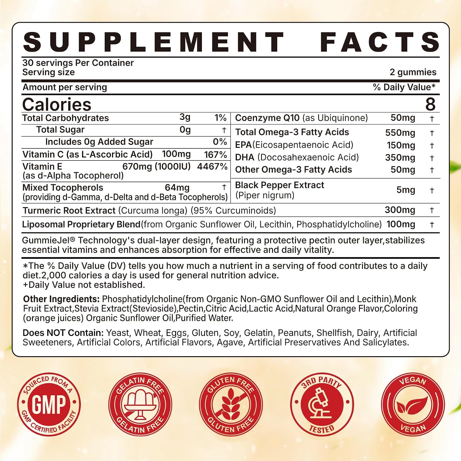 Liposomal Vitamin E Gummies 1000IU, Natural Form of Vit E Mixed Tocopherol — Amazon image 2