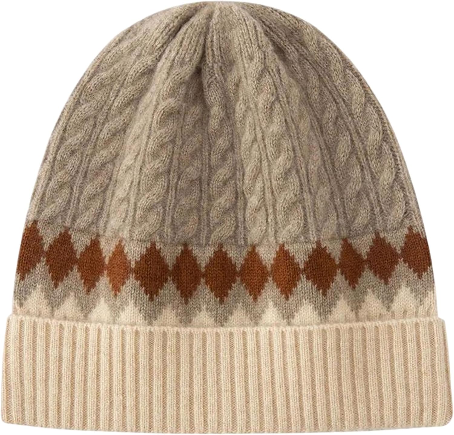 Women's Slouchy Warm Casual Knitted Beanie Hat - Men's Soft Cozy Color Block Winter Skull Cap for Cold Weather